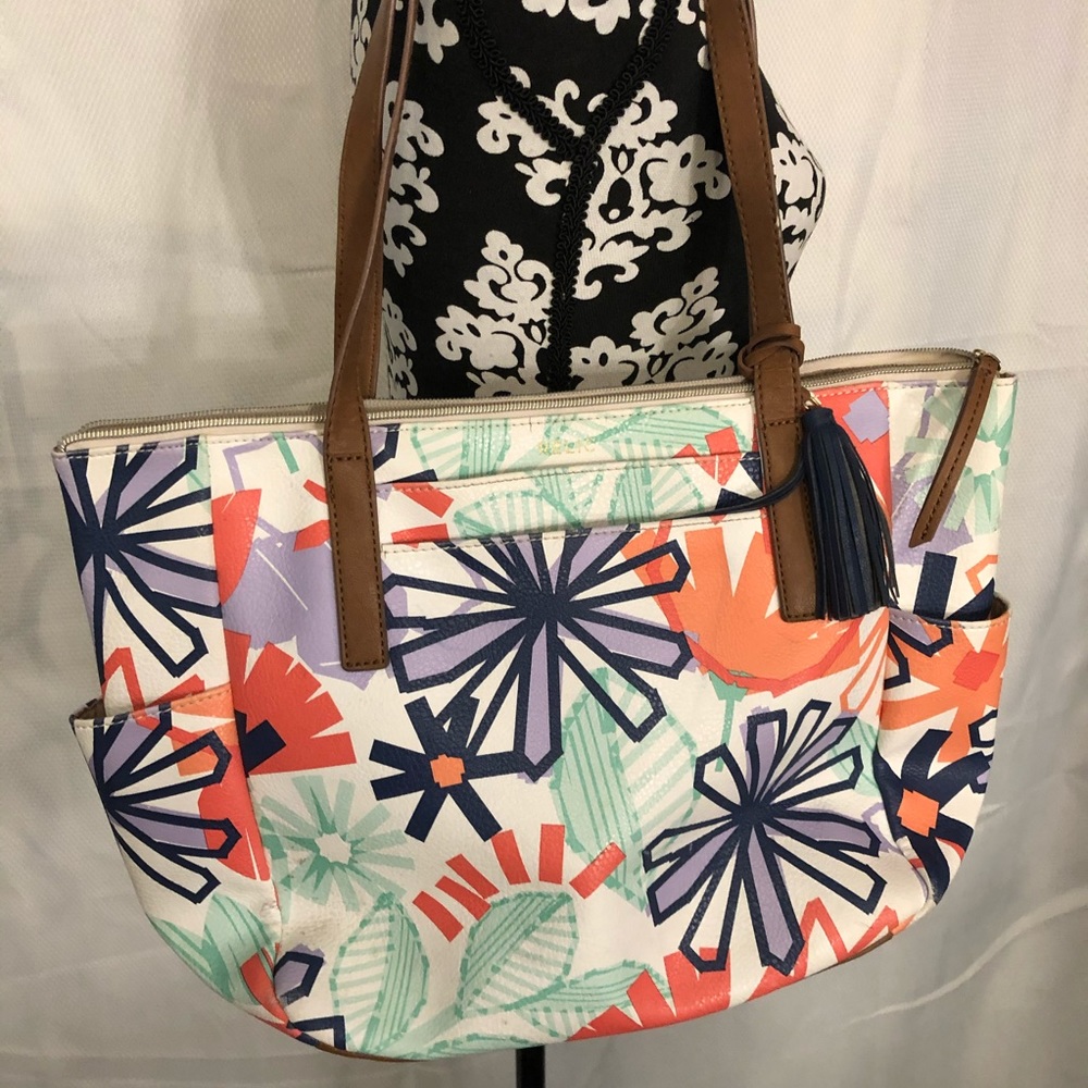 Relic Handbag with floral print and tassel zippers